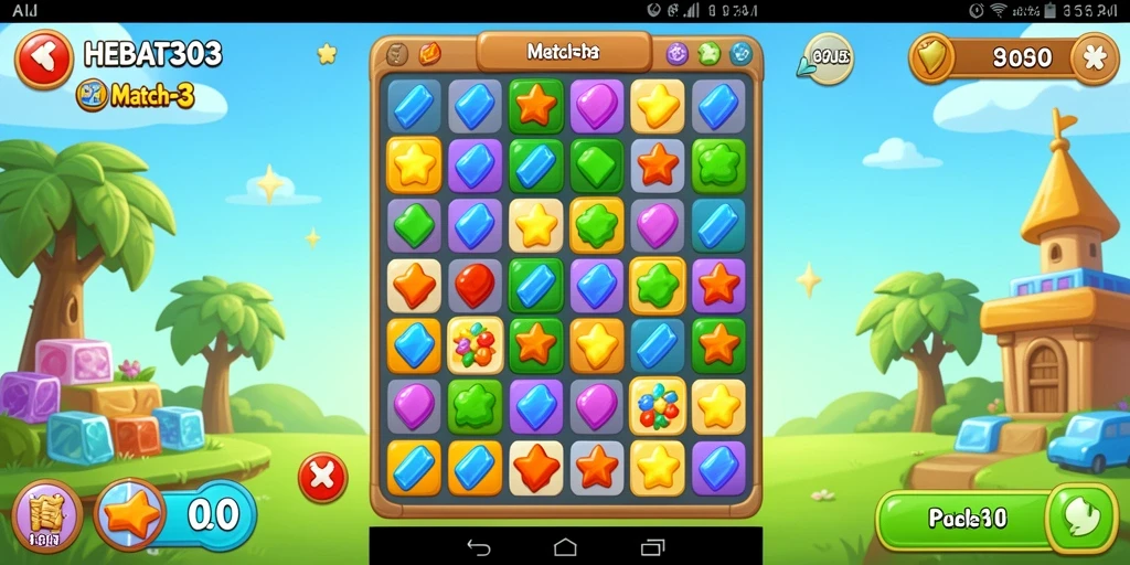 Antarmuka pengguna HEBAT303 dengan elemen Puzzle Match-3 yang menarik.