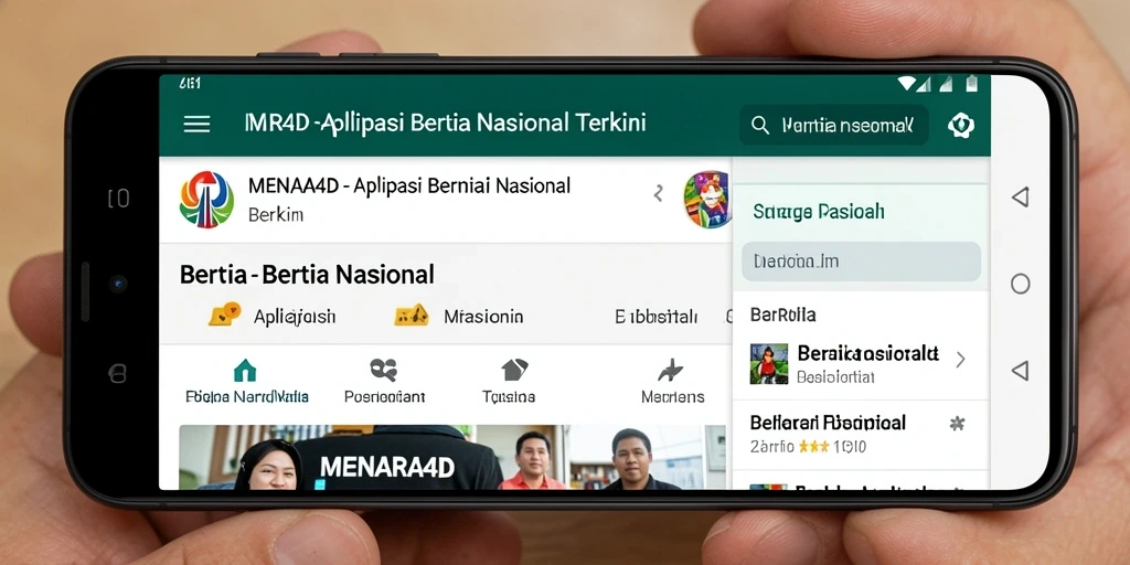 Antarmuka aplikasi MENARA4D dengan berita nasional terbaru