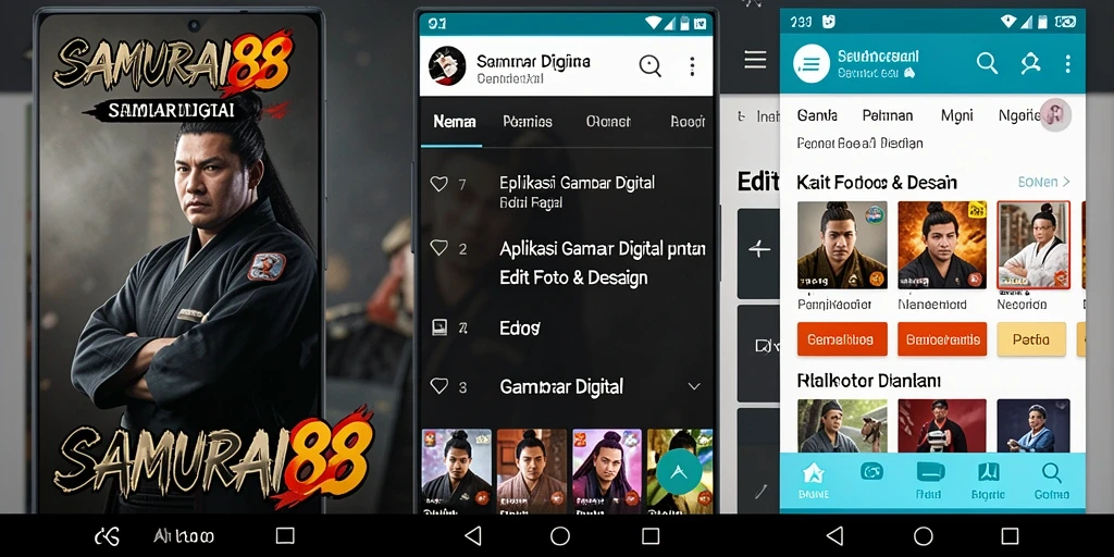 Tampilan antarmuka pengguna SAMURAI88 saat mengedit gambar digital.