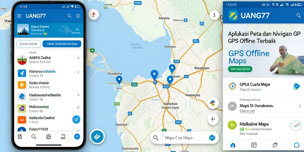 Antarmuka pengguna UANG77 dengan peta GPS Offline yang mudah digunakan.