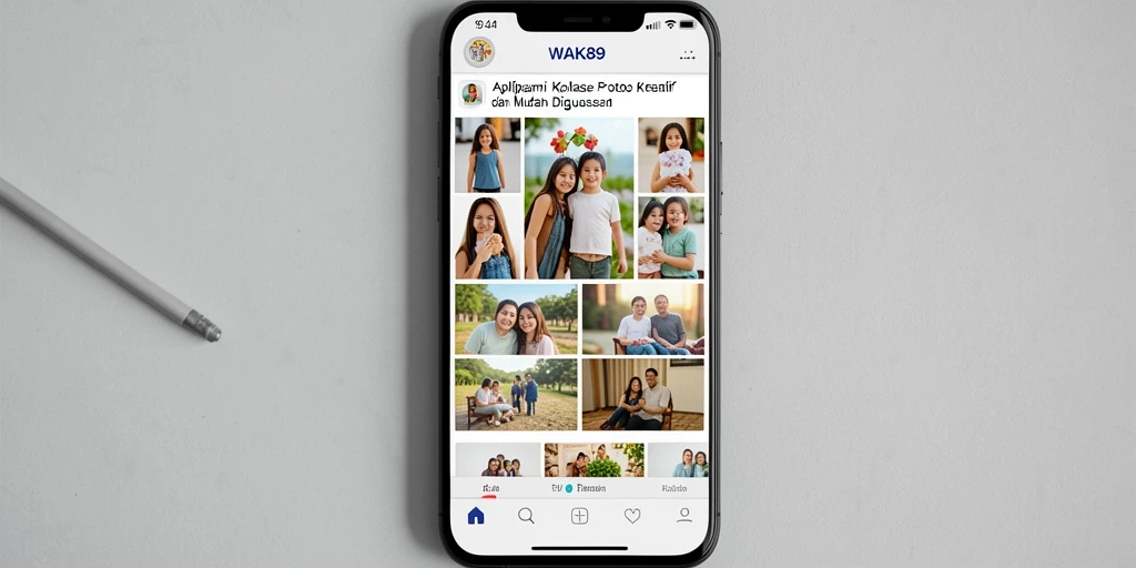 Antarmuka WAK89 menampilkan berbagai template kolase foto yang menarik.